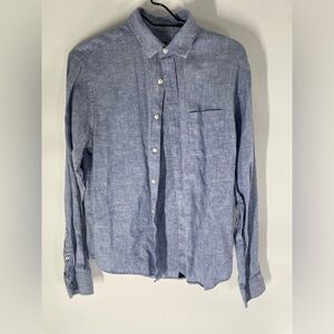 Untuckit 100% Linen Men's Blue Button-Up Shirt